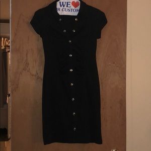 Black stretchy button front dress